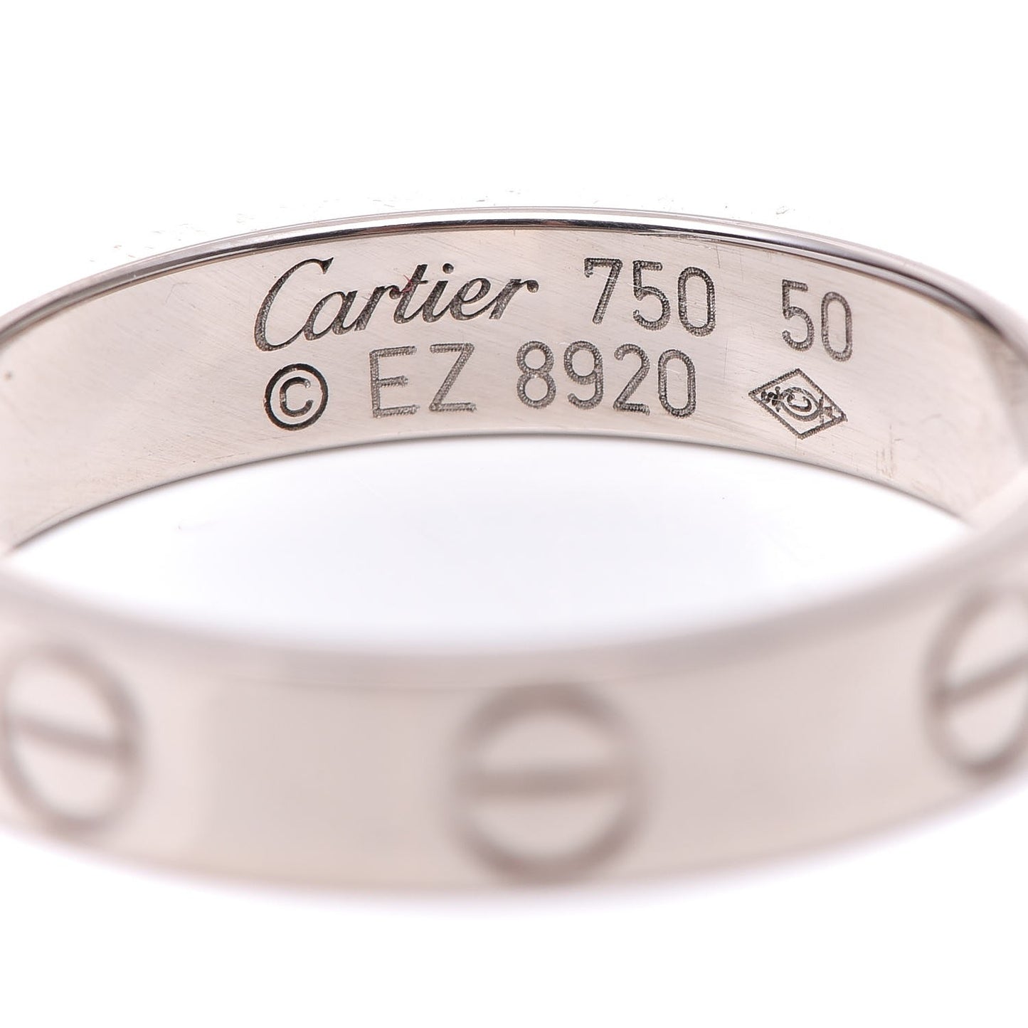18K White Gold 3.5mm LOVE Wedding Band Ring 50 5.25