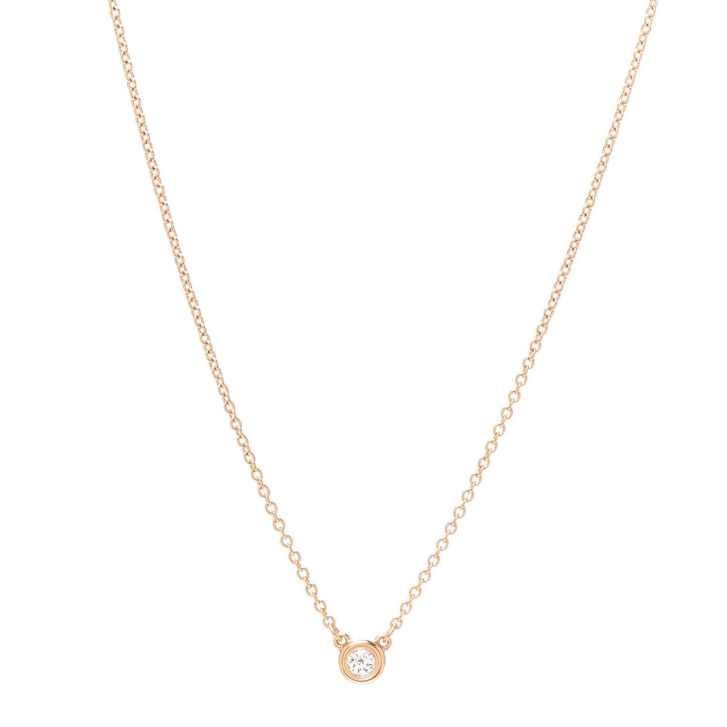 18K Rose Gold Diamond .07ct Elsa Peretti Diamonds by the Yard Pendant Necklace