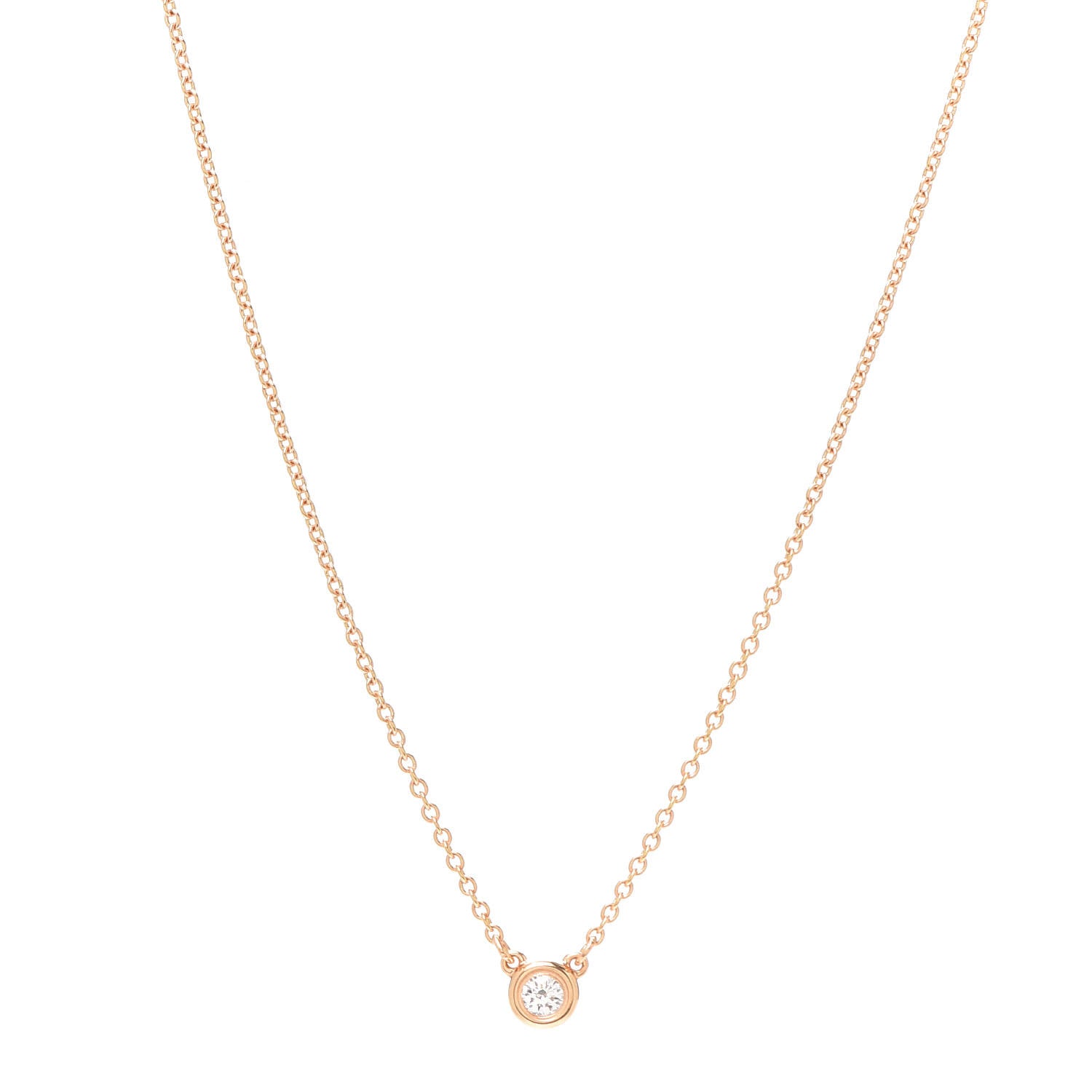 Tiffany 18K Rose Gold Diamond .07ct Elsa Peretti Diamonds by the Yard Pendant Necklace 1 of 5
