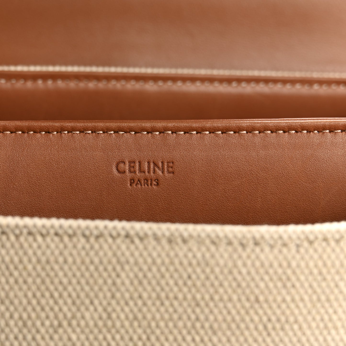 Canvas Calfskin Small 16 Top Handle Bag Natural Tan