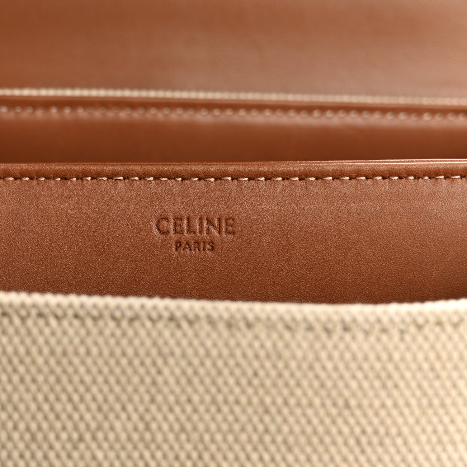 Celine Canvas Calfskin Small 16 Top Handle Bag Natural Tan 6 of 15