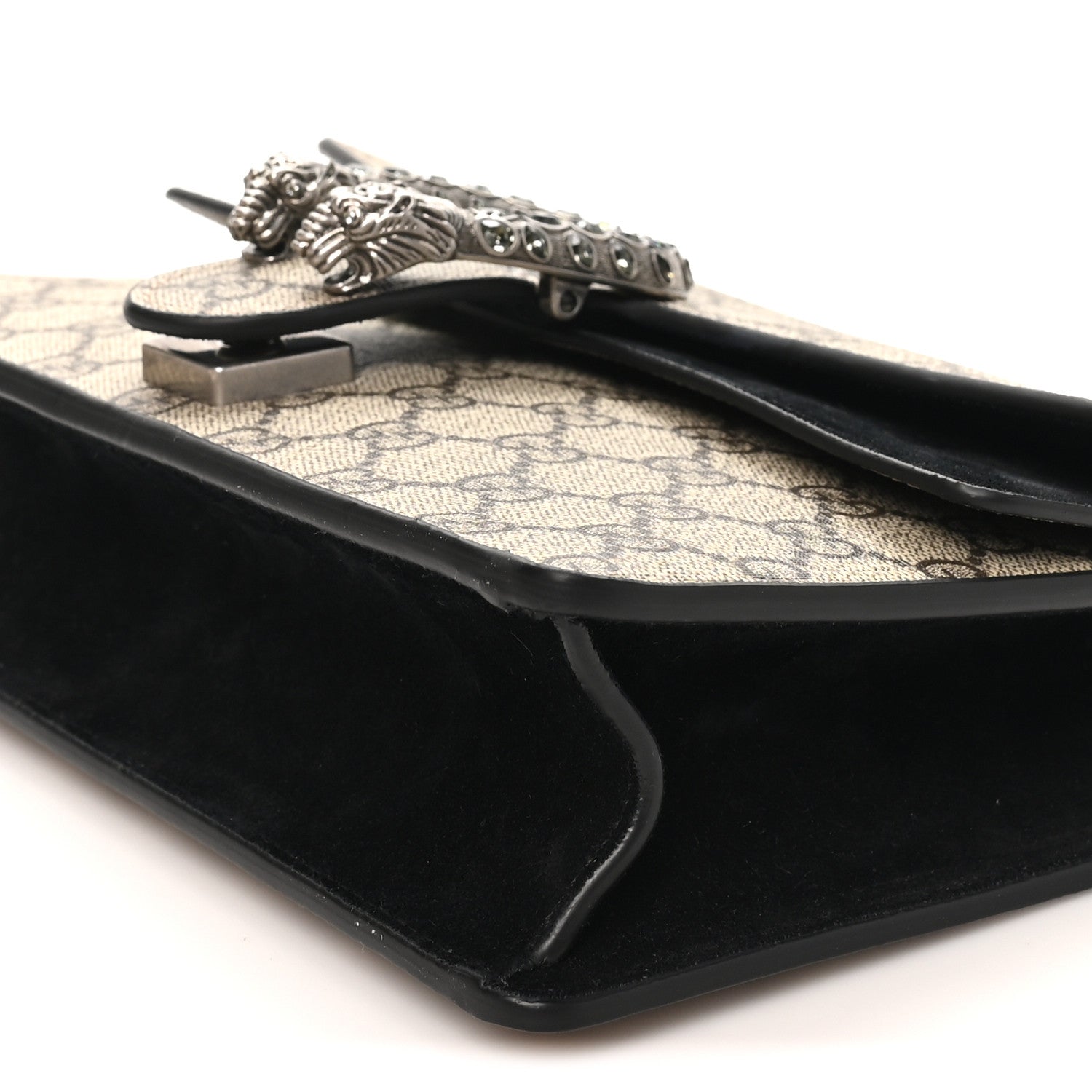 Gucci GG Supreme Monogram Suede Crystal Small Dionysus Shoulder Bag Beige Ebony Black Beige Ebony Black 10 of 10