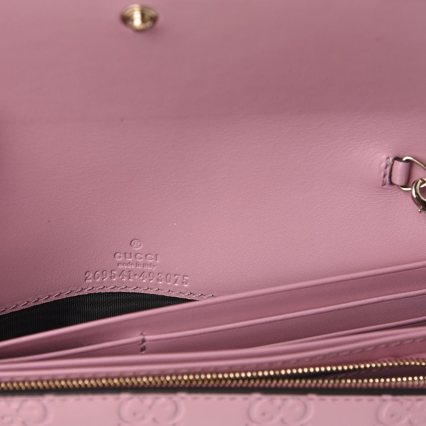 Guccissima Signature Dice Chain Wallet Carmine Rose