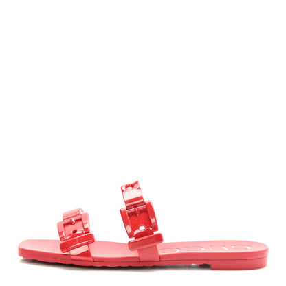 Gucci Rubber Womens Slide Sandals 36 Hibiscus Red 1 of 9