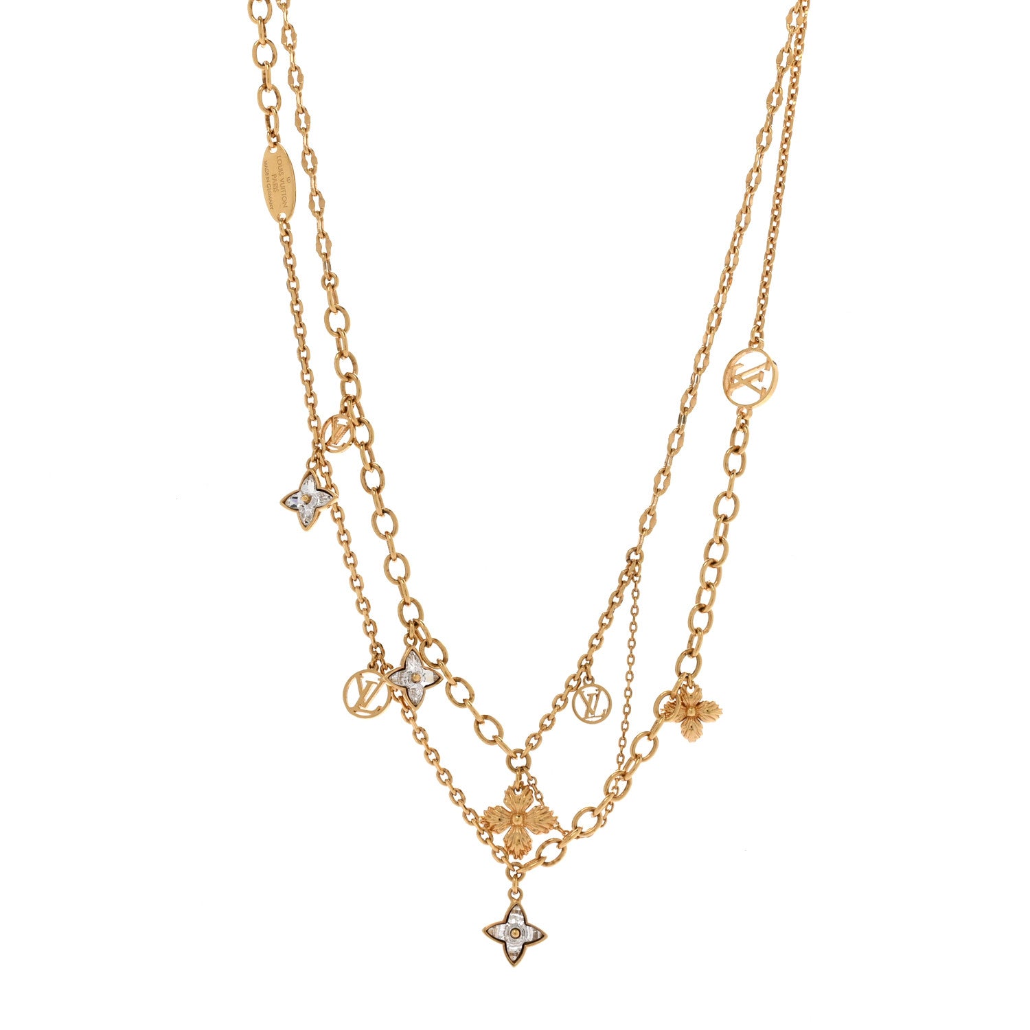 Louis Vuitton Metal Blooming Strass Necklace Gold 1 of 7
