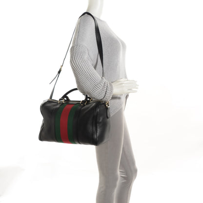 Gucci Calfskin Vintage Web Medium Boston Black 2 of 7