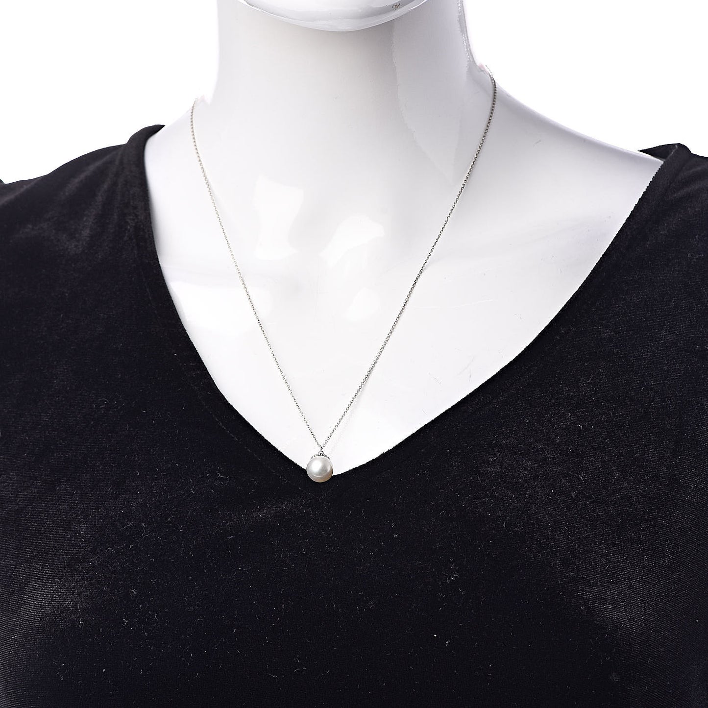 Sterling Silver Pearl Ziegfeld Drop Pendant Necklace