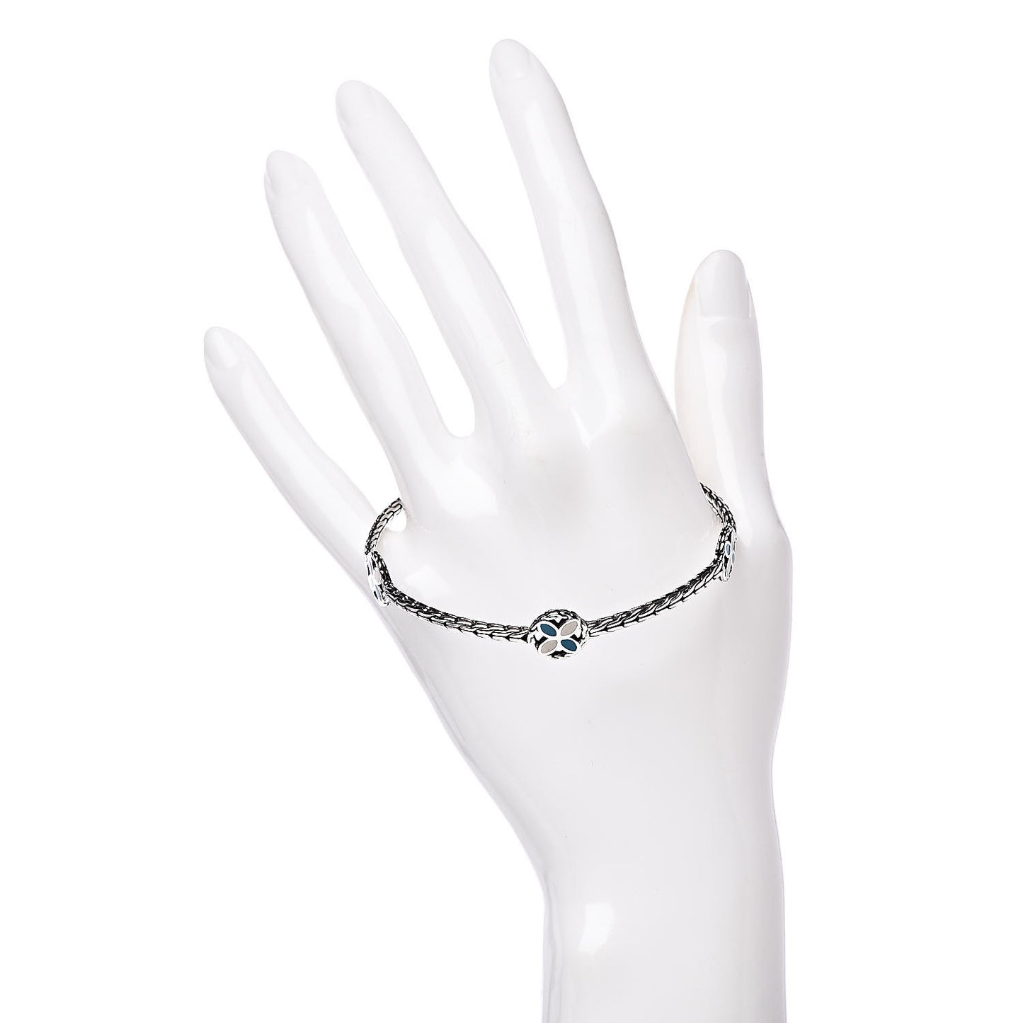 Sterling Silver Enamel Kawung Disc Bangle
