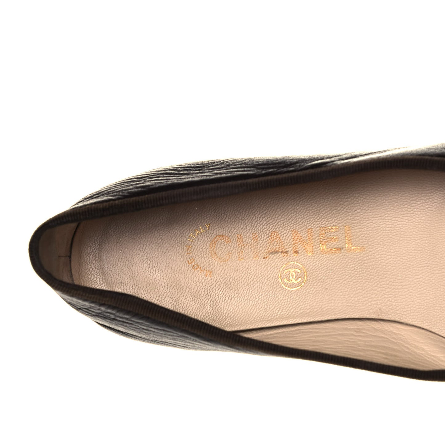 Lambskin Cap Toe Ballerina Flats 39.5 Black Brown