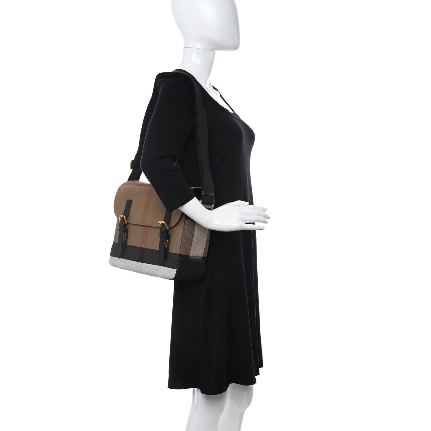Canvas Mega Check Small Baildon Messenger Bag Black
