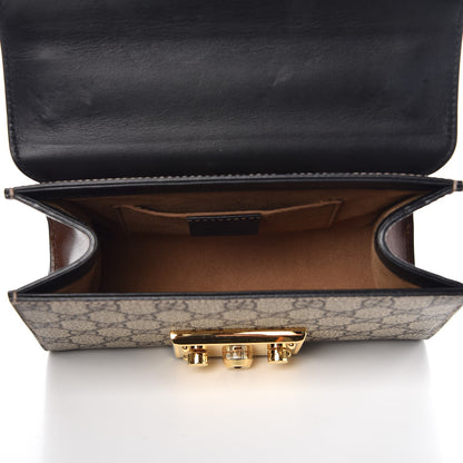 Gucci GG Supreme Monogram Calfskin Small Padlock Shoulder Bag Beige Black Cuir 5 of 8