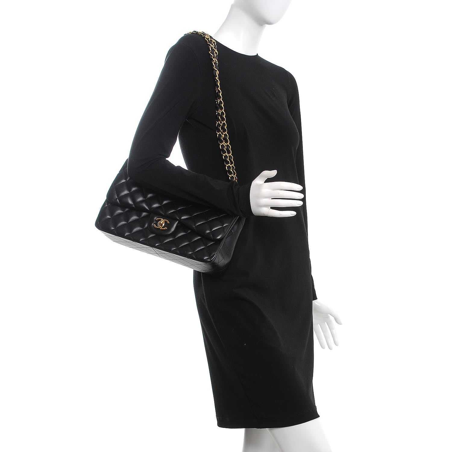 Chanel Lambskin Quilted Jumbo Double Flap Black 3 of 13