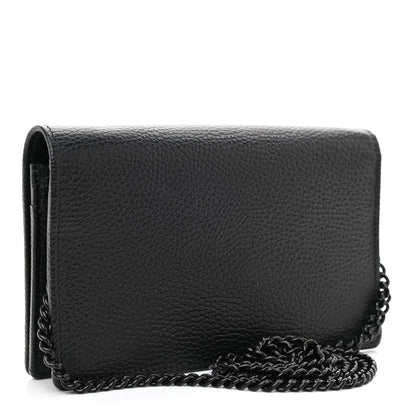 Gucci Dollar Calfskin Enamel Monochrome Mini GG Marmont Chain Wallet Black 4 of 10