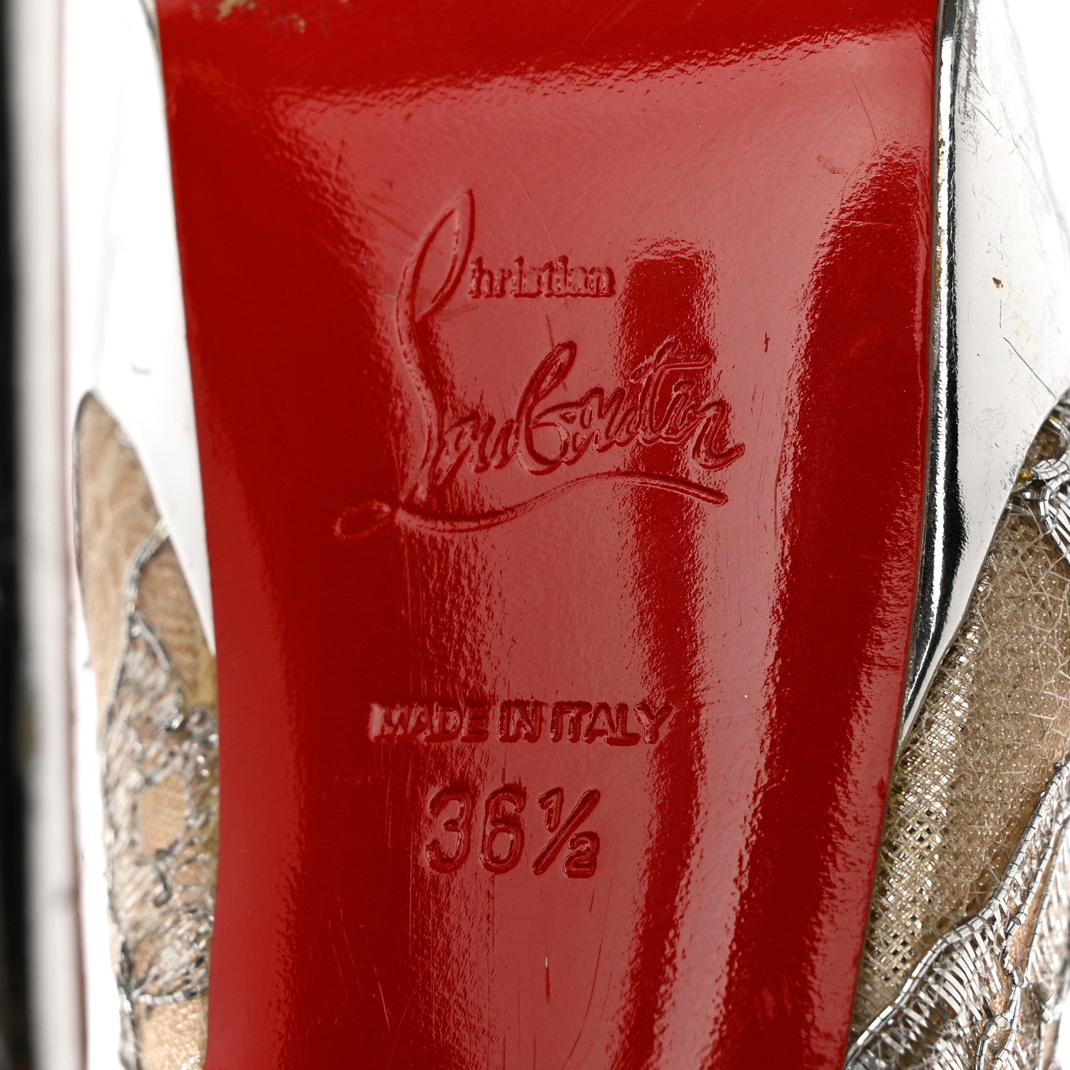 Christian Louboutin Metallic Dentelle Lurex Jose Altafine 150 Bootie 36.5 Silver 7 of 11