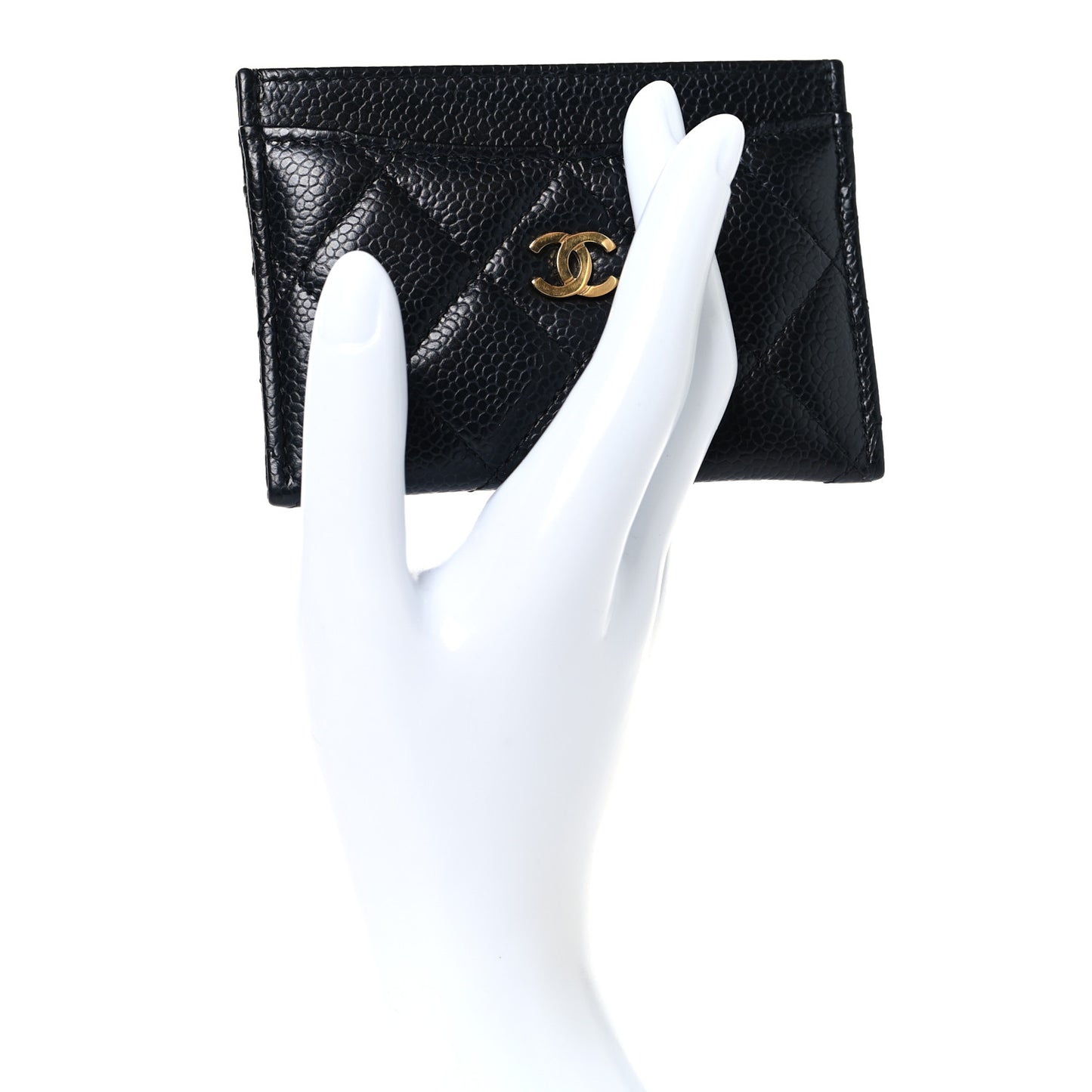 Caviar Quilted Card Holder Black