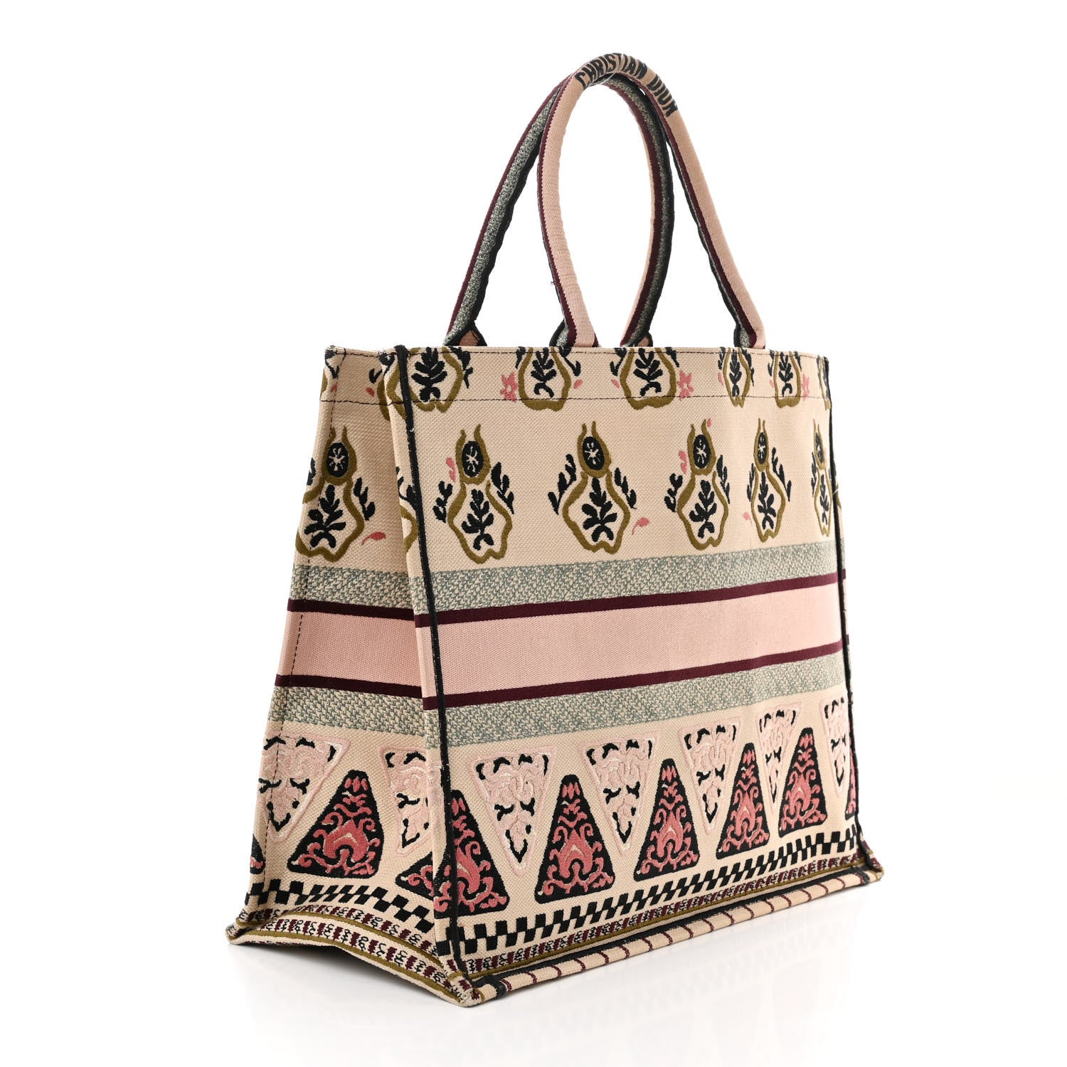 Christian Dior Canvas Embroidered Geometric Book Tote Multicolor 3 of 12