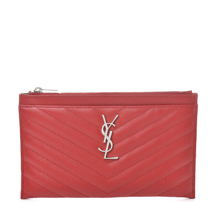 Saint Laurent Grain De Poudre Chevron Monogram Bill Pouch Bandana Red 1 of 8