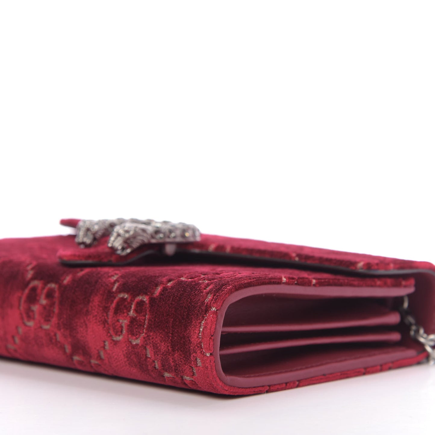 Velvet GG Monogram Mini Dionysus Chain Wallet Red Cipria