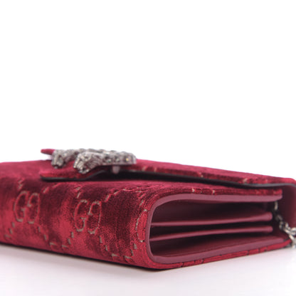 Gucci Velvet GG Monogram Mini Dionysus Chain Wallet Red Cipria 7 of 9