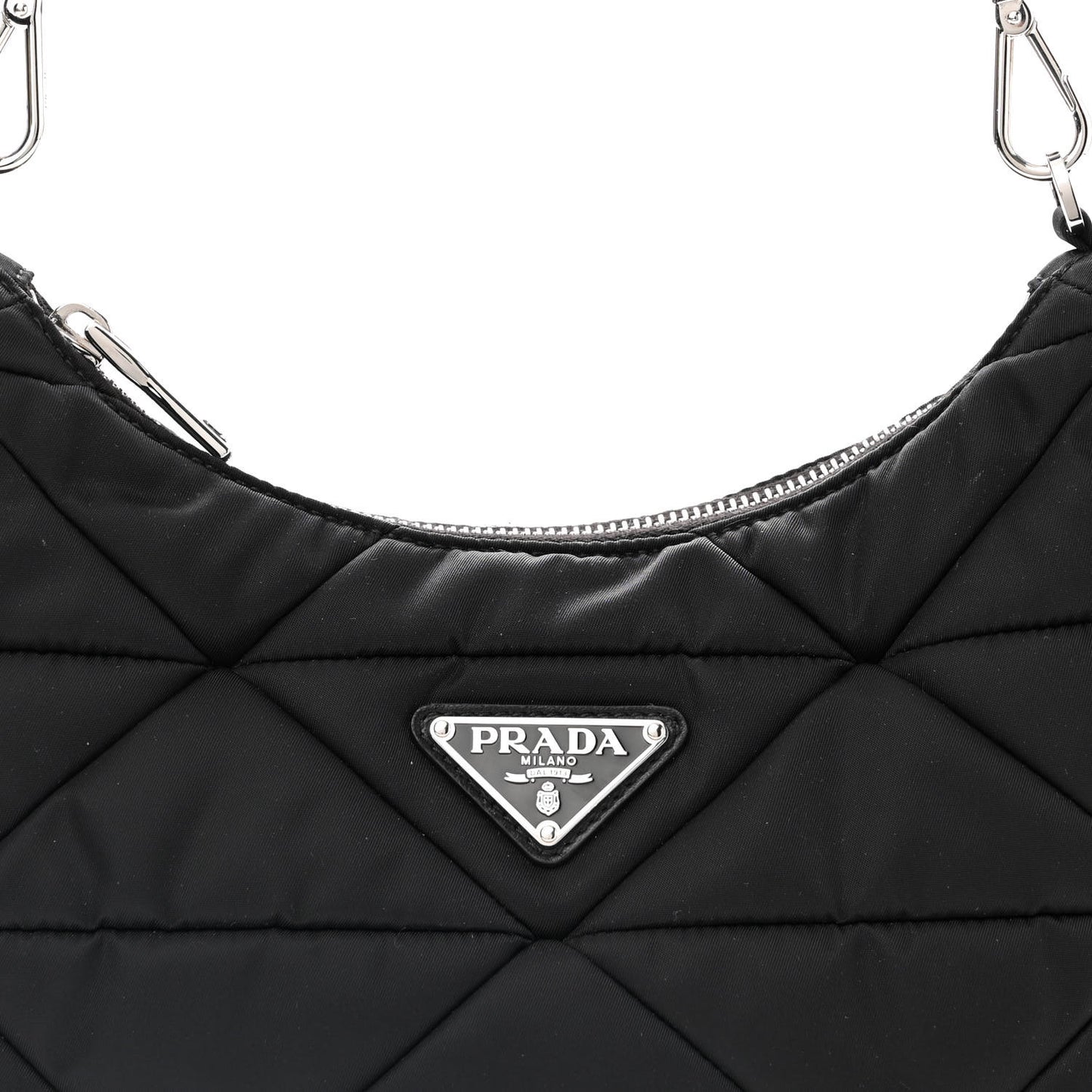 Re-Nylon Triangle Padded Patchwork Shoulder Bag Black