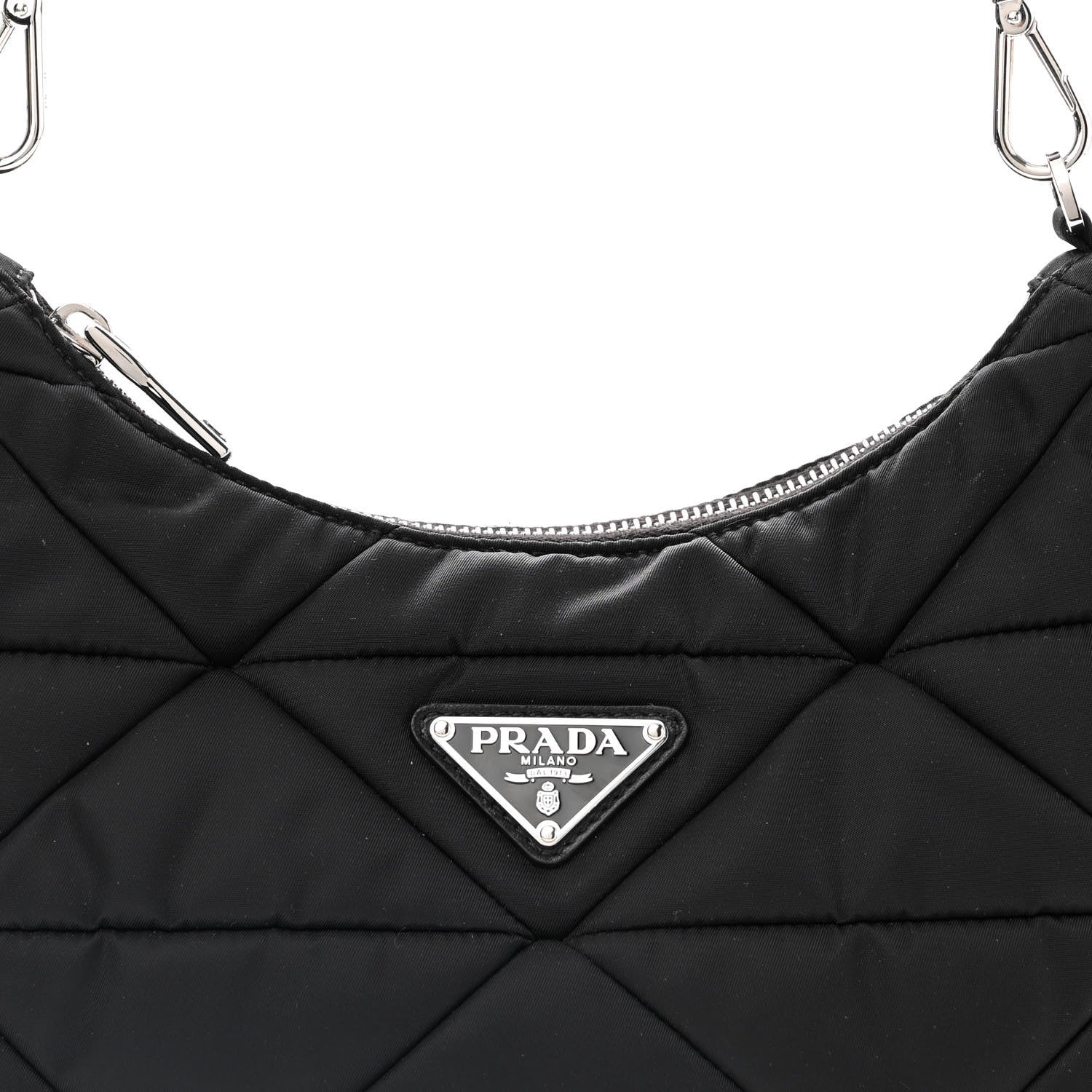 Prada Re-Nylon Triangle Padded Patchwork Shoulder Bag Black 9 of 12