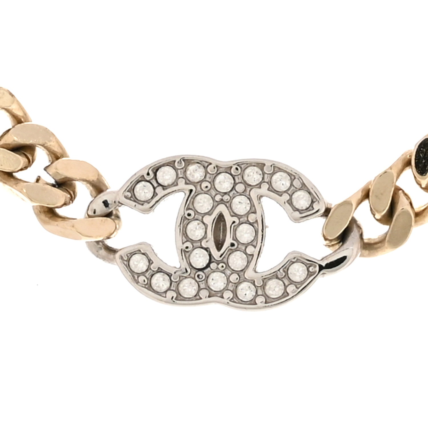 ［ネッチャルリチャード］ Chanel Crystal Chain CC Link Choker Gold Silver 1832994 – FASHIONPHILE