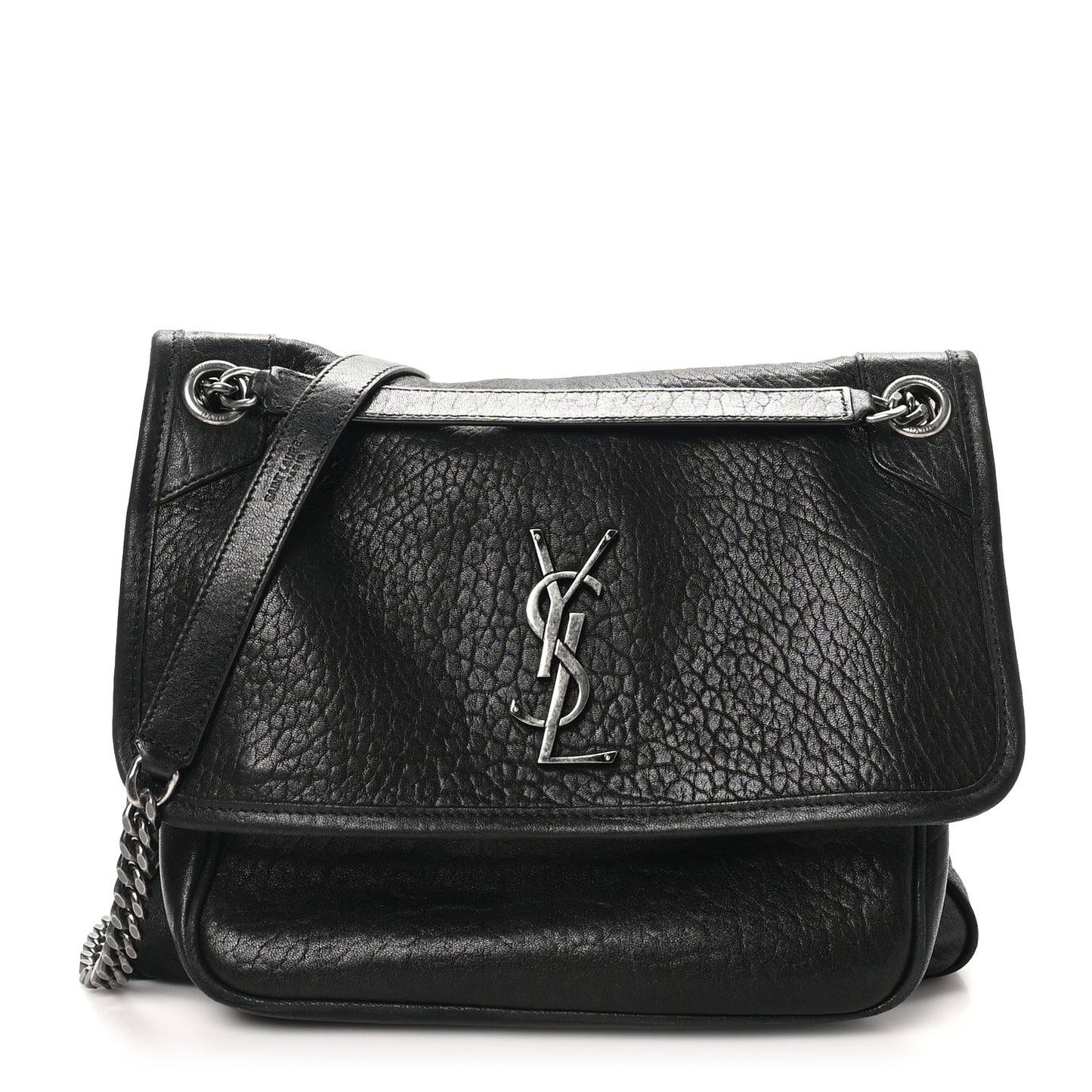 Grained Lambskin Monogram Medium Niki Chain Satchel Black
