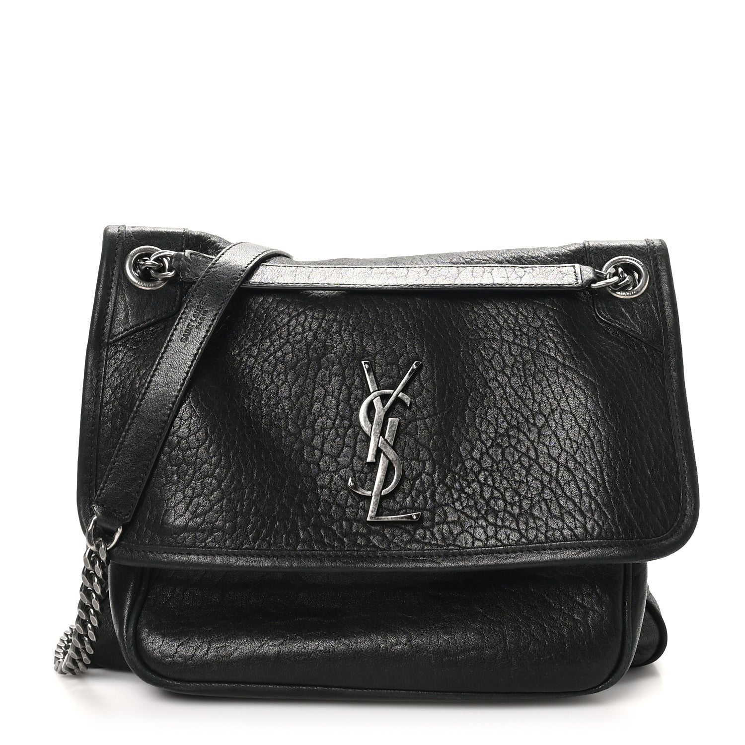 Saint Laurent Grained Lambskin Monogram Medium Niki Chain Satchel Black 1 of 10