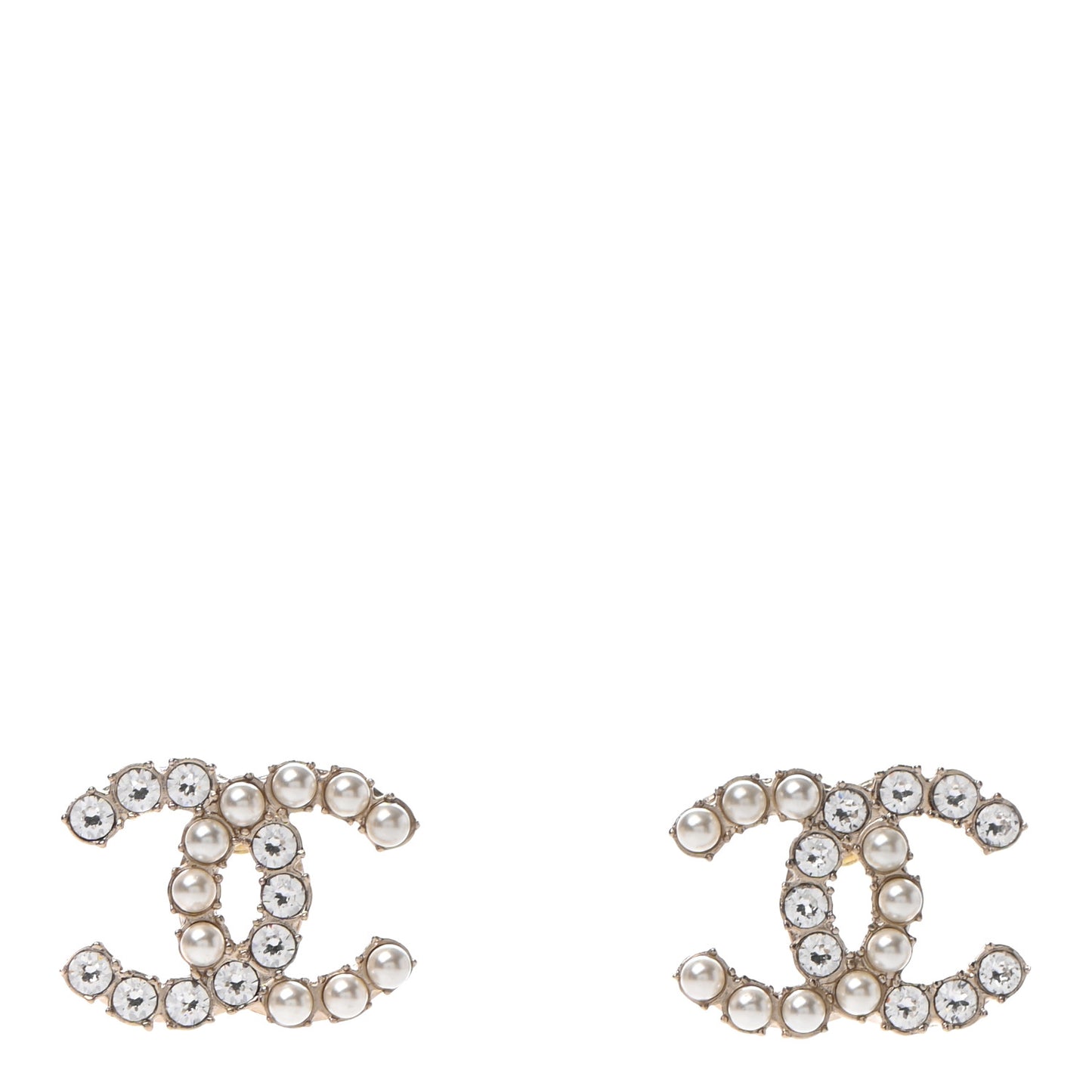 Crystal Pearl CC Dazzling Domino Earrings Gold