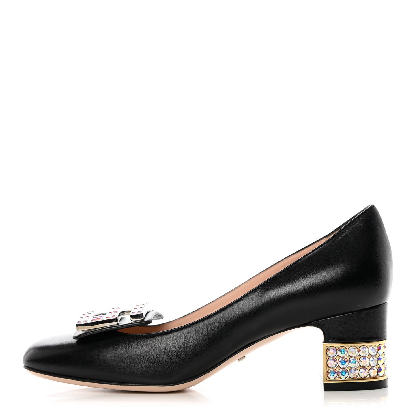 Malaga Kid Crystal Square G Madelyn Mid Heel Loafer Pumps 36.5 Black