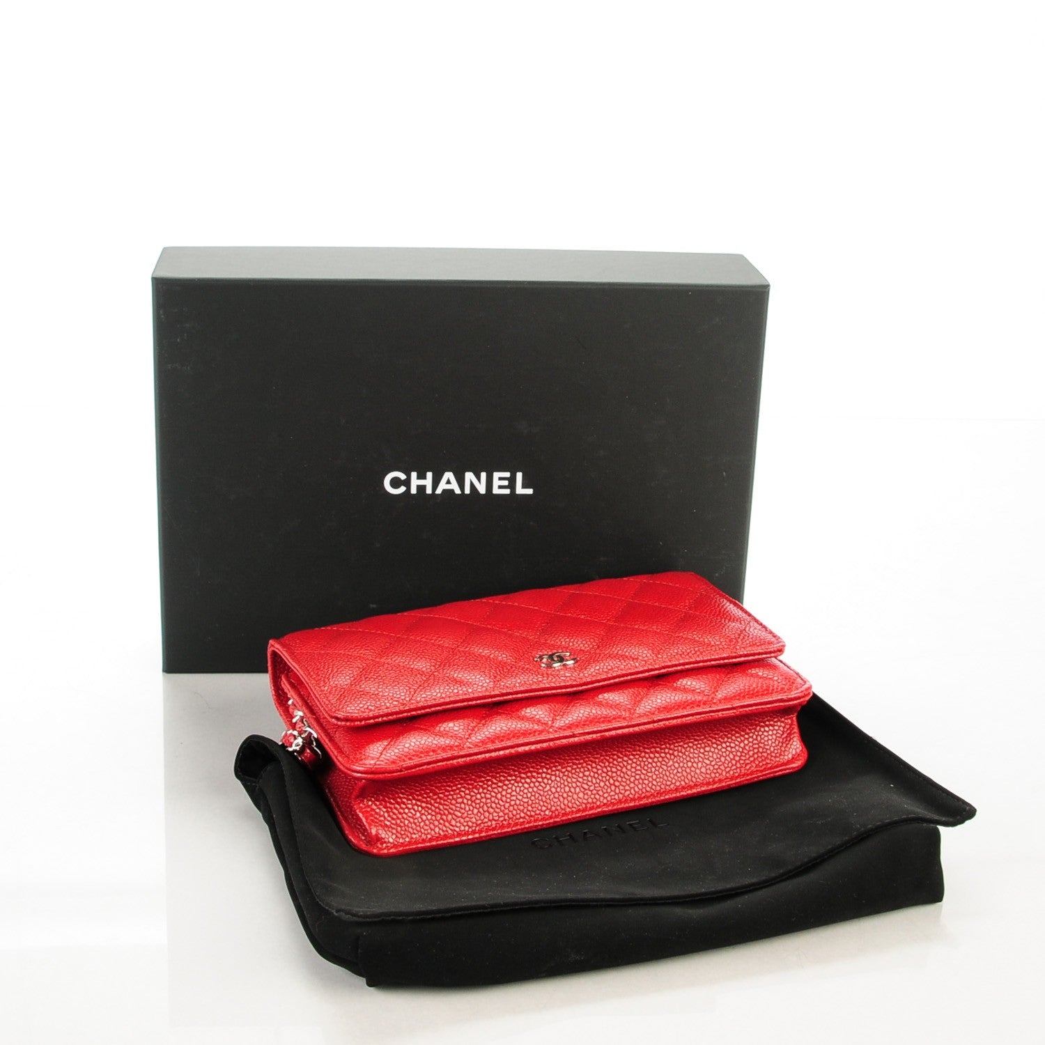 Chanel Caviar Quilted Wallet On Chain WOC Red 4 of 8