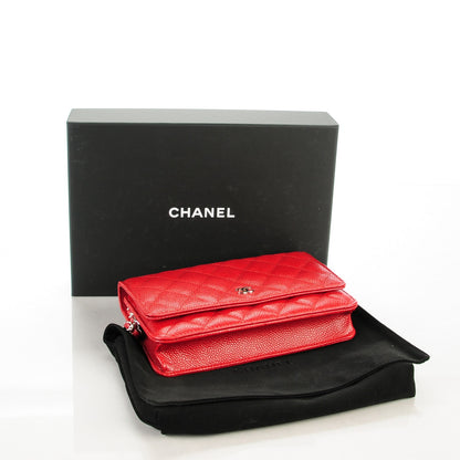Chanel Caviar Quilted Wallet On Chain WOC Red 4 of 8
