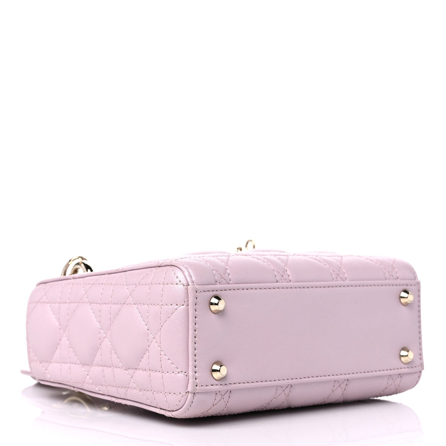 Christian Dior Metallic Lambskin Cannage Mini Lady Dior Lotus 4 of 9