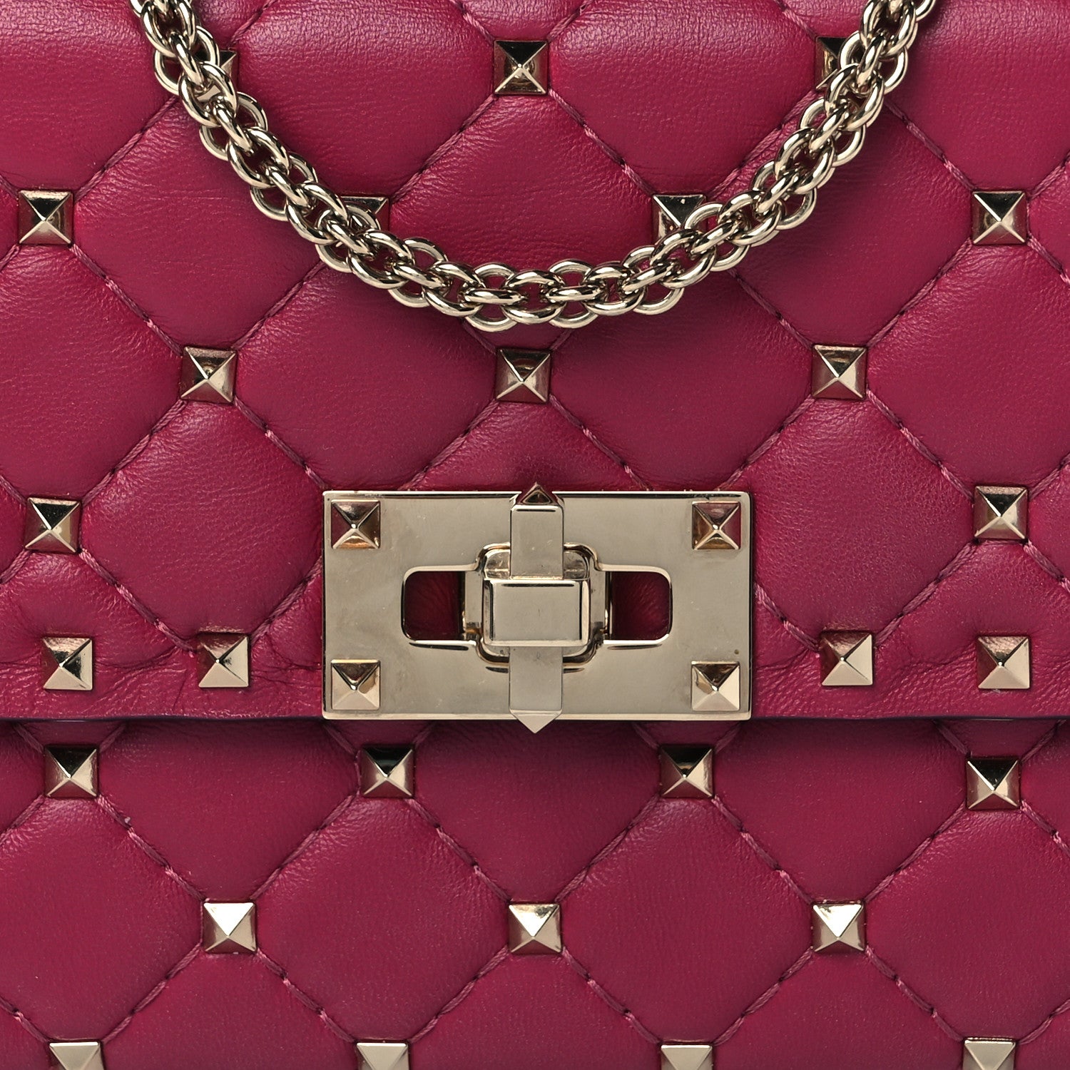 Valentino Garavani Nappa Rockstud Spike Wallet on Chain Disco Pink 7 of 9