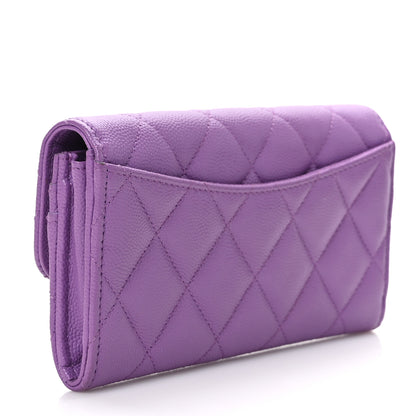 Chanel Caviar Quilted Medium Gusset Flap Wallet Purple 3 of 7