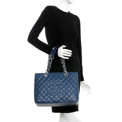 Chanel Caviar Quilted Grand Shopping Tote GST Dark Blue 2 of 8