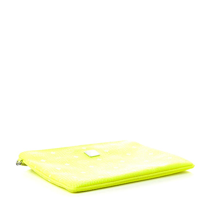 MCM Visetos Wristlet Zip Pouch Neon Yellow 4 of 8