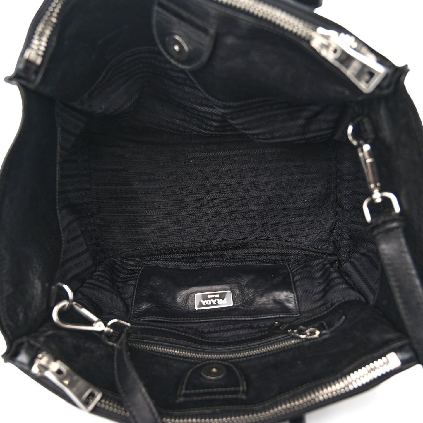 Glace Calf Twin Pocket Tote Black