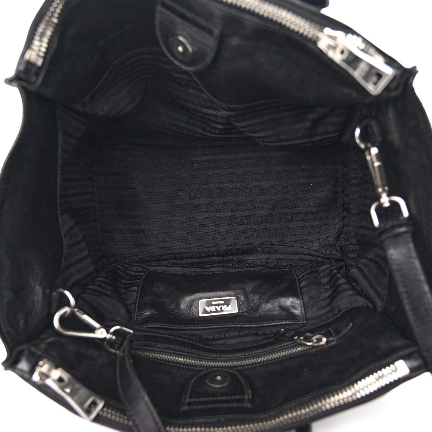Prada Glace Calf Twin Pocket Tote Black 5 of 16