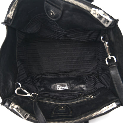 Prada Glace Calf Twin Pocket Tote Black 5 of 16