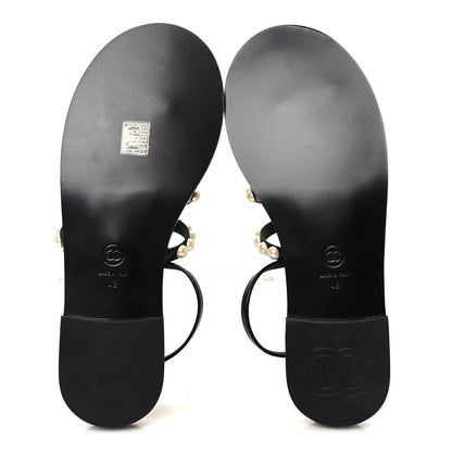 Chanel Silk Satin Quilted Chain Sandals 35 Black 42 Black 6 of 10