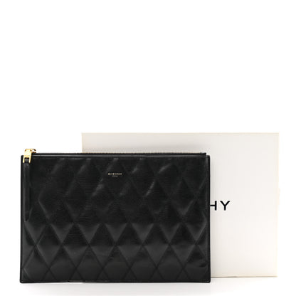 Givenchy Goatskin Diamond Quilted GV3 Medium Pouch Black 12 of 12