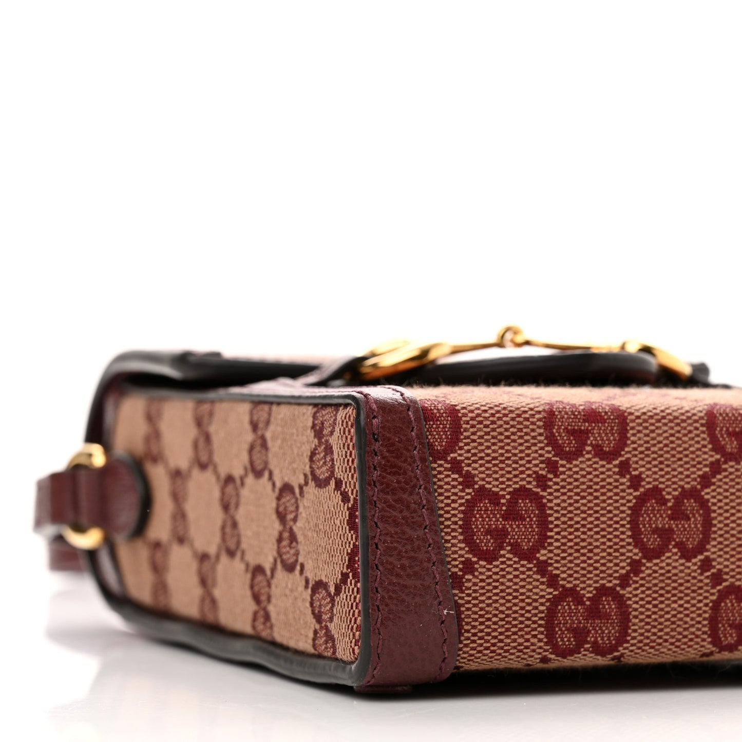 Monogram Textured Dollar Calfskin Mini Horsebit 1955 Crossbody Bag Sahara Rubino Chardonnay