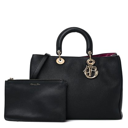 Christian Dior Bullcalf Large Diorissimo Tote Black Rose Indien 1 of 16