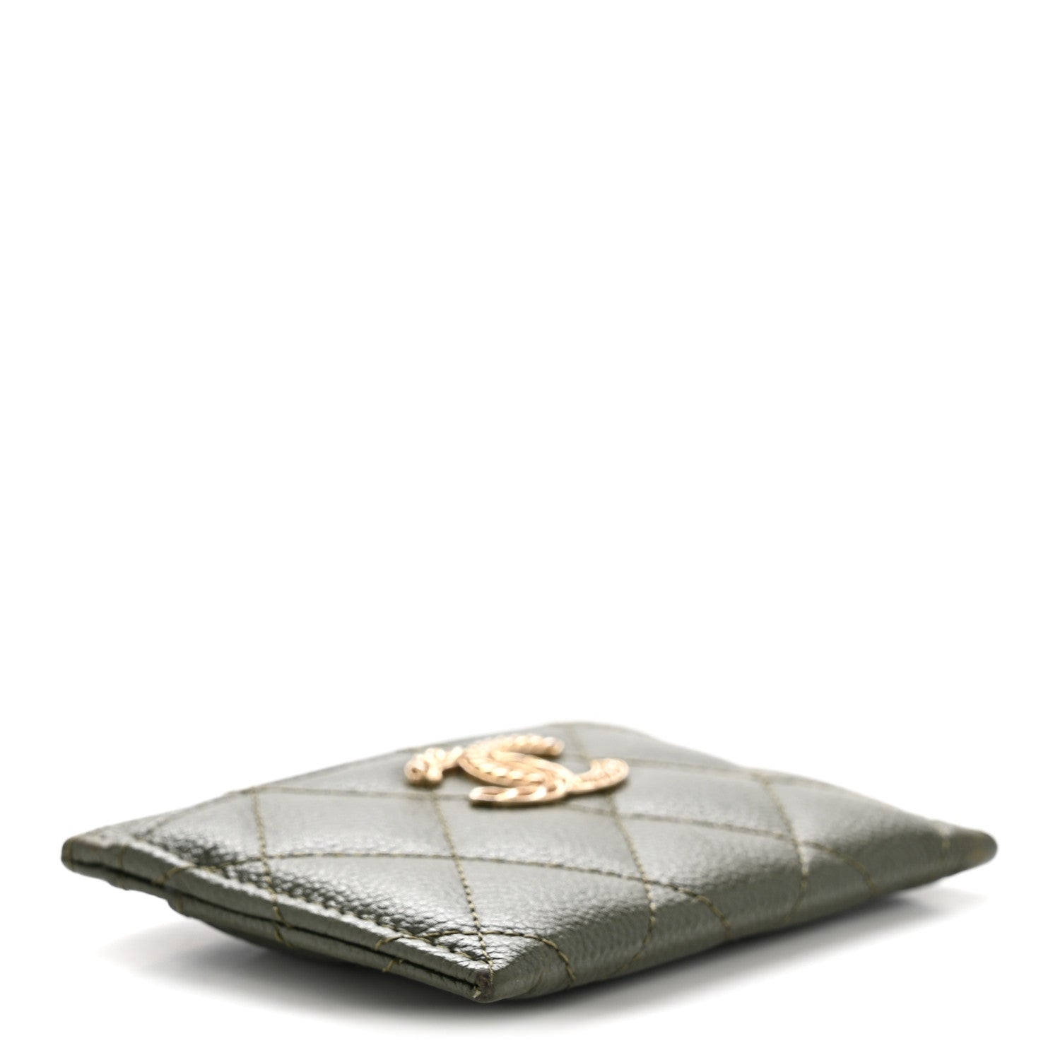 Chanel Caviar Quilted Multi Chain Card Holder Khaki 4 of 11