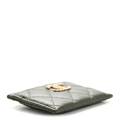 Chanel Caviar Quilted Multi Chain Card Holder Khaki 4 of 11