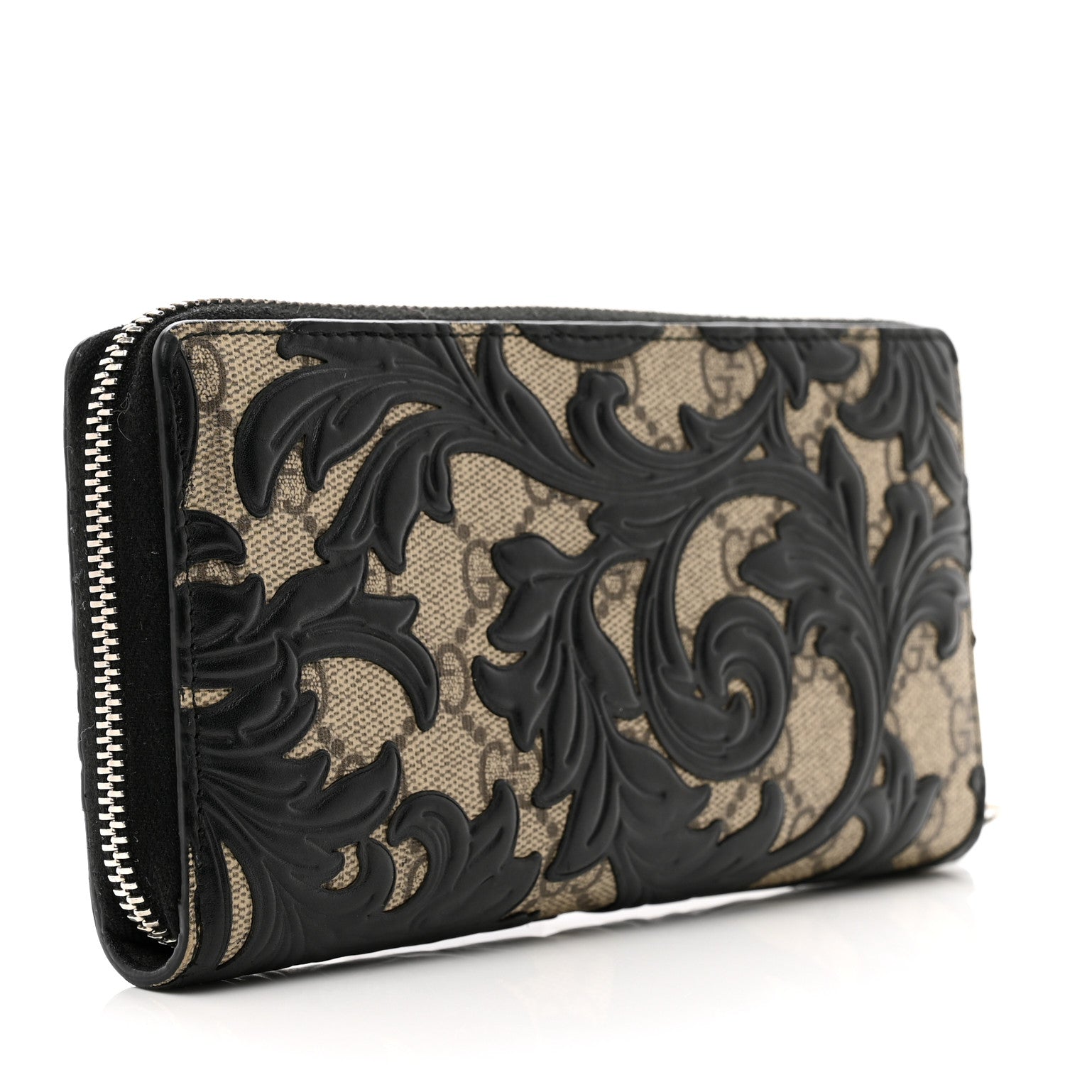 Gucci GG Supreme Monogram Arabesque Zip Around Wallet Black 3 of 11