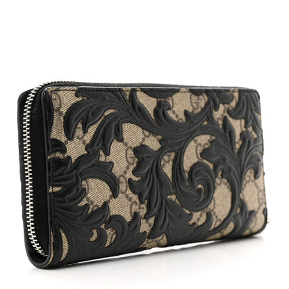 Gucci GG Supreme Monogram Arabesque Zip Around Wallet Black 3 of 11