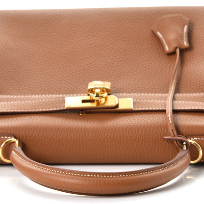 Hermes Taurillon Clemence Retourne Horseshoe Kelly 28 Gold 19 of 40