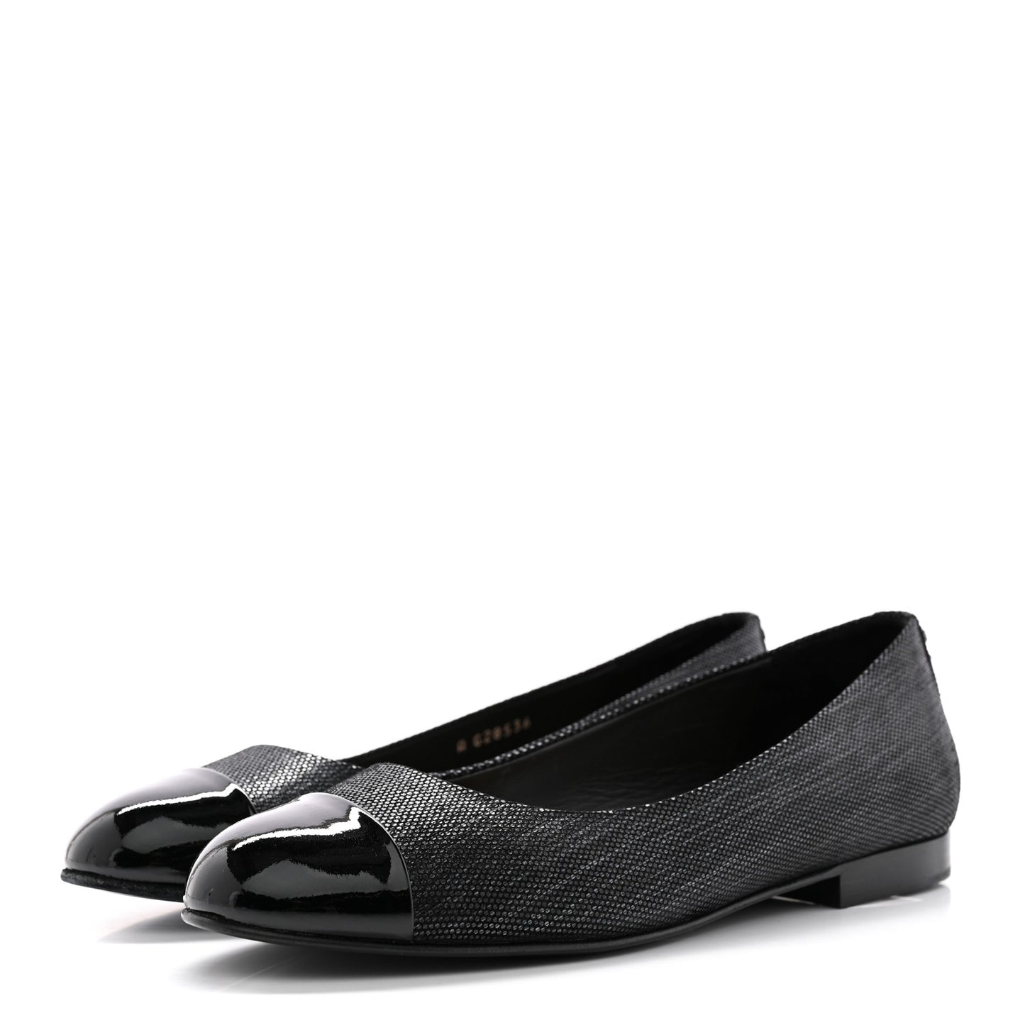 Fantasy Goatskin Patent Calfskin Crystal Cap Toe CC Ballerina Flats 39 Black
